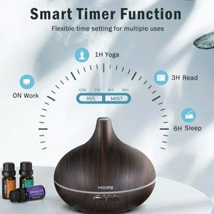 OFFER:Diffuser humidifier aromatherapy +6 essential pure oils wood design gift